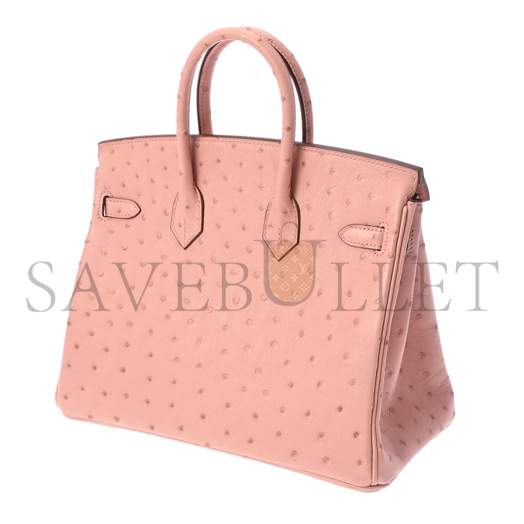 H**mes master birkin 25 ostrich porcelain powder silver buckle h041944ck81 (25*20*13cm)